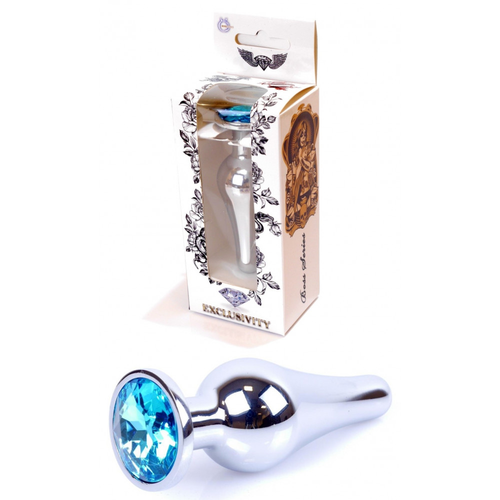 Анальные игрушки без вибрации - Анальная пробка Boss Series - Jewellery Silver BUTT PLUG Light Blue, BS6400076