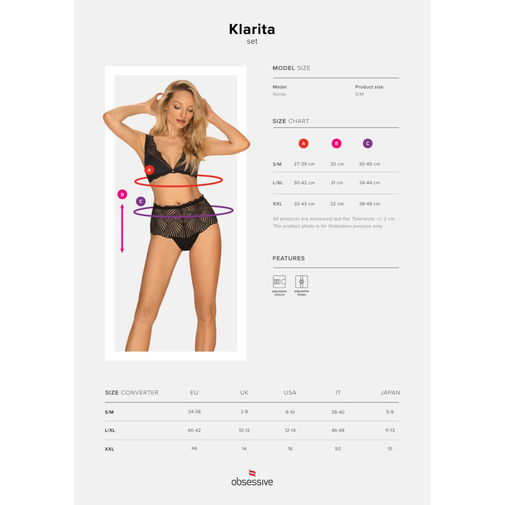 Разное - Комплект кружевной Obsessive Klarita лиф и трусики с высокой посадкой, черный, L/XL 6