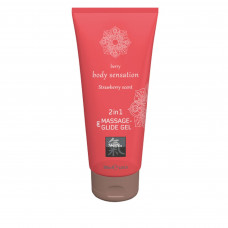 Лубрикант та масажне масло 2 в 1 HOT SHIATSU Massage-& Glide gel 2in1 Strawberry scent, 200 мл