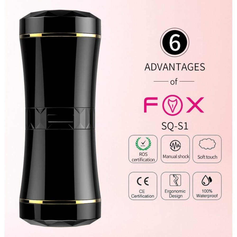 - Мастурбатор із двома входами FOX Masturbation Cup - Double Ends black, BS6300035 4