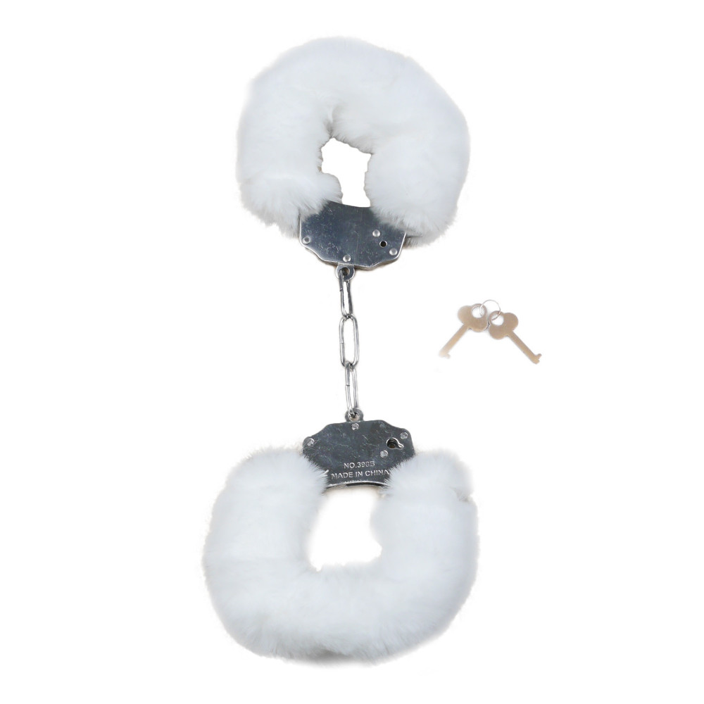 Різне - Наручники білий метал з хутром plush handcuffs 1