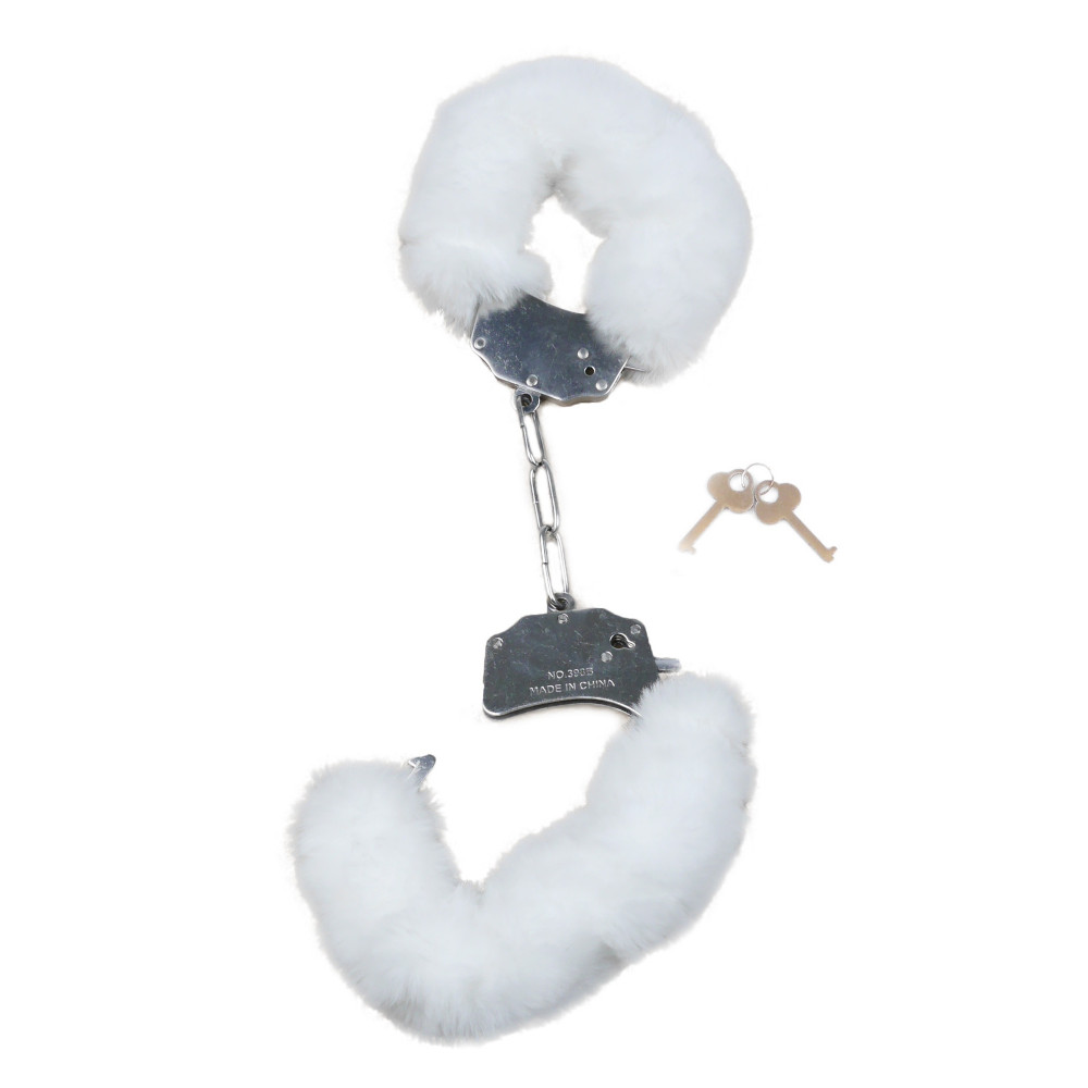 Різне - Наручники білий метал з хутром plush handcuffs