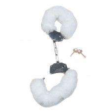 Наручники білий метал з хутром plush handcuffs