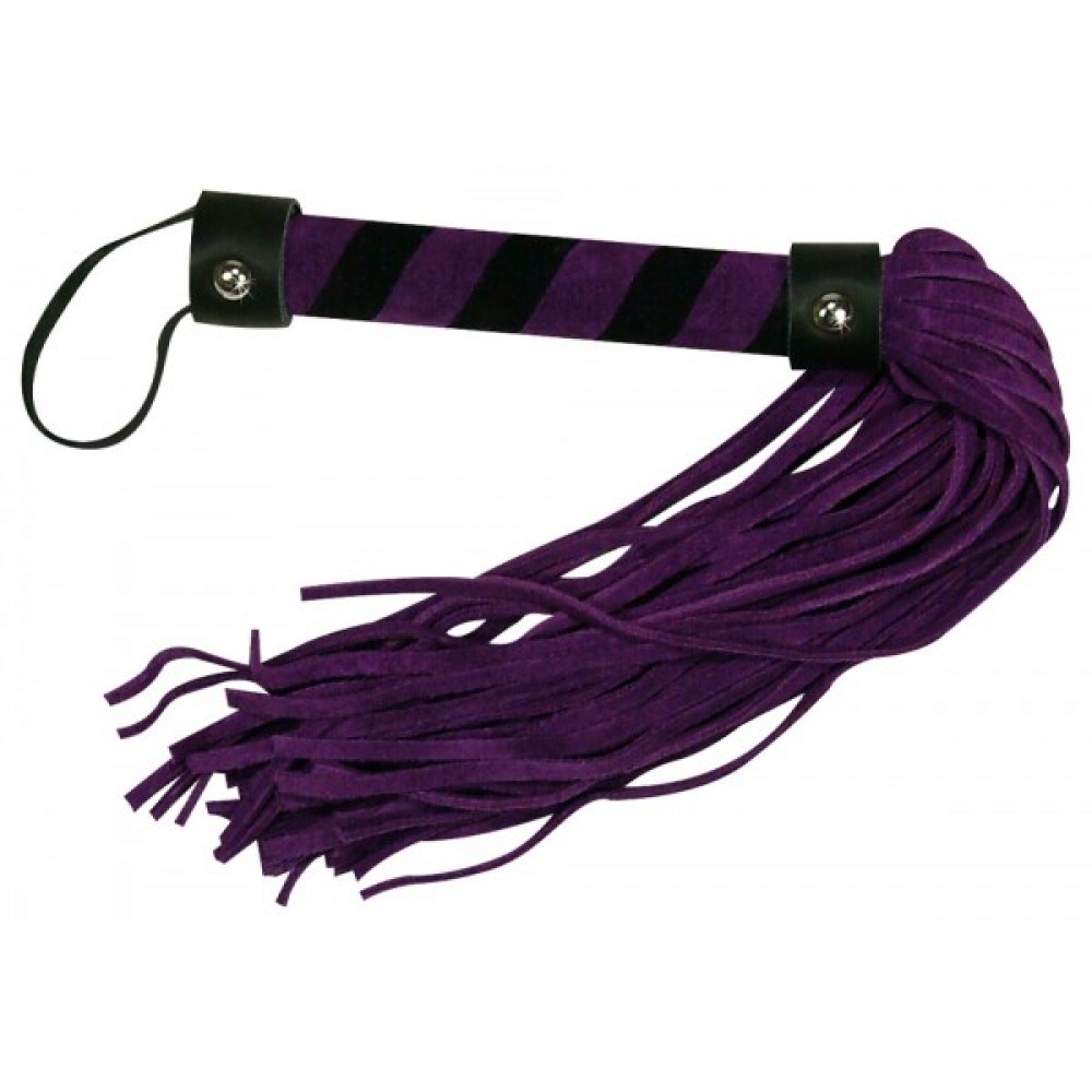 Плети, стеки, флоггеры, тиклеры - Плетка из замши Bad Kitty фиолетовая с черным 2