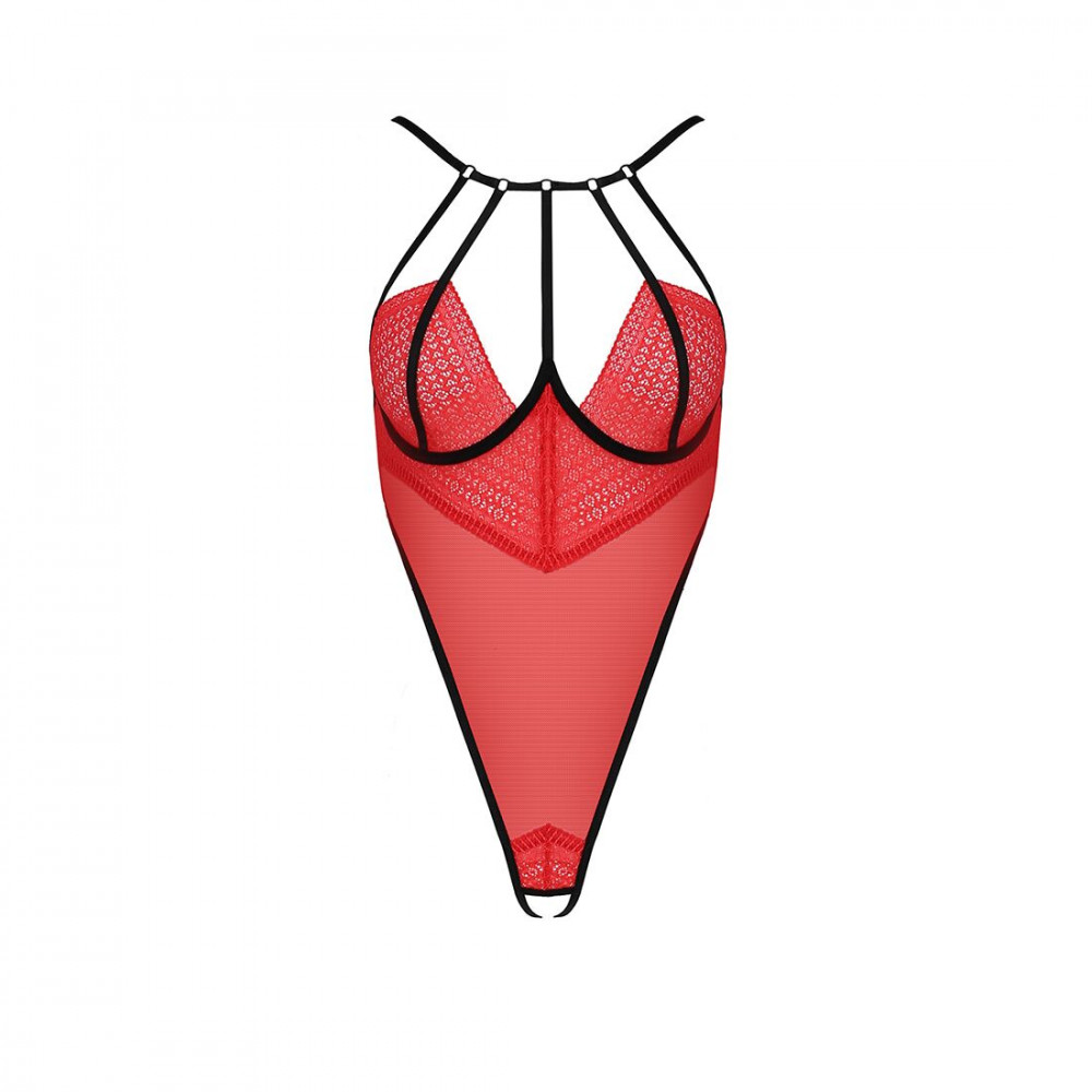 Женское эротическое белье - Боди с высоким вырезом бедра AKITA BODY red L/XL - Passion Exclusive 3