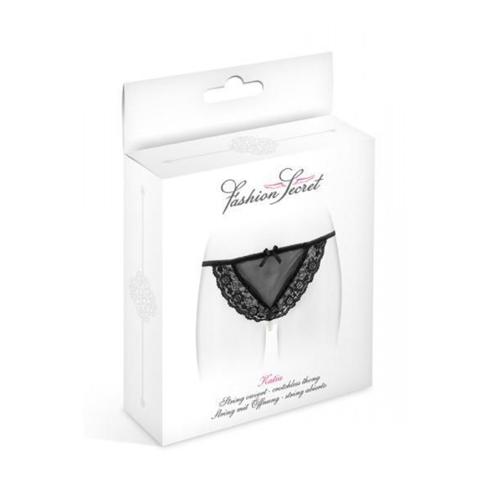 Сексуальные трусики - Трусики-стринги с жемчужной ниткой Fashion Secret KATIA Black 1