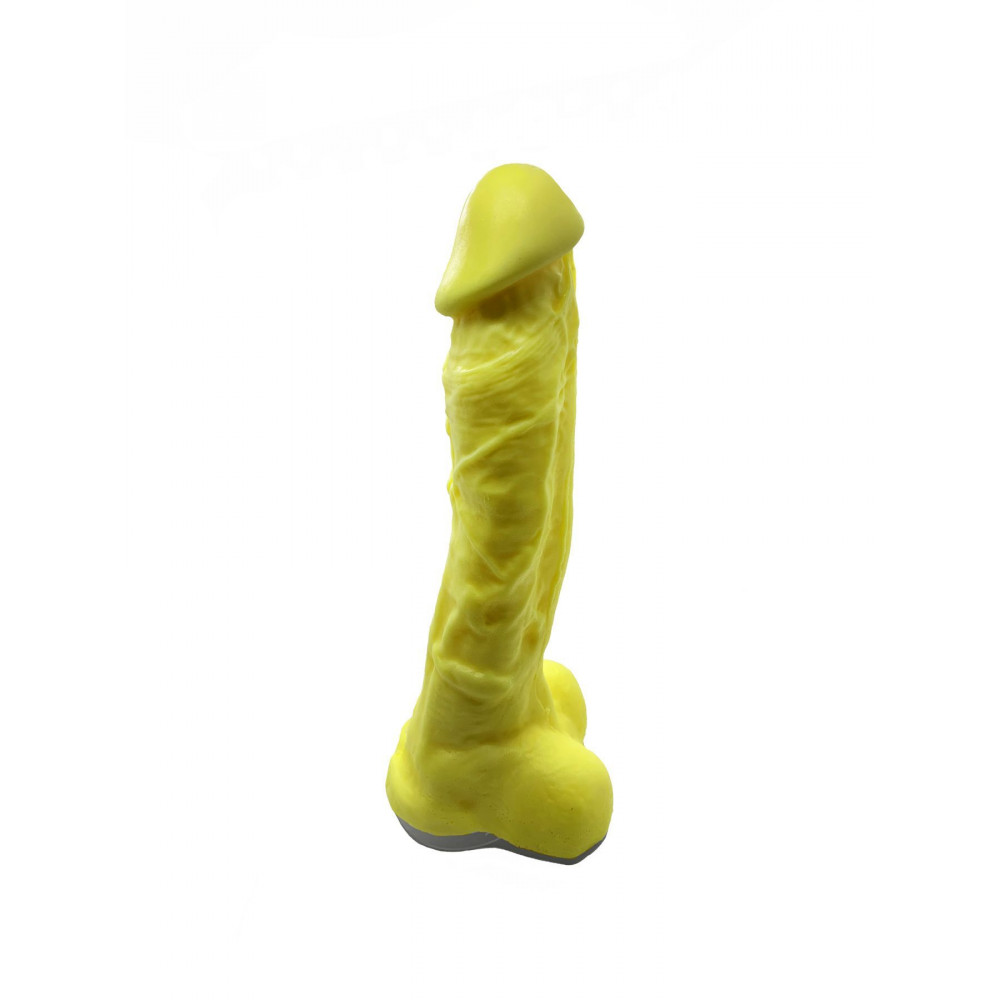 Секс приколы, Секс-игры, Подарки, Интимные украшения - Крафтовое мыло-член с присоской Чистый Кайф Yellow size XL, натуральное