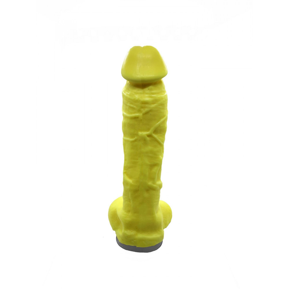 Секс приколы, Секс-игры, Подарки, Интимные украшения - Крафтовое мыло-член с присоской Чистый Кайф Yellow size XL, натуральное 3