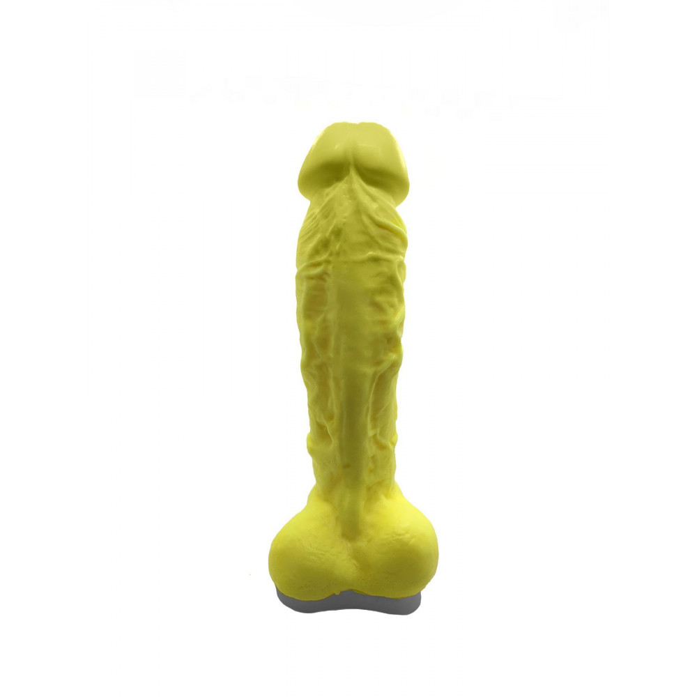 Секс приколы, Секс-игры, Подарки, Интимные украшения - Крафтовое мыло-член с присоской Чистый Кайф Yellow size XL, натуральное 4