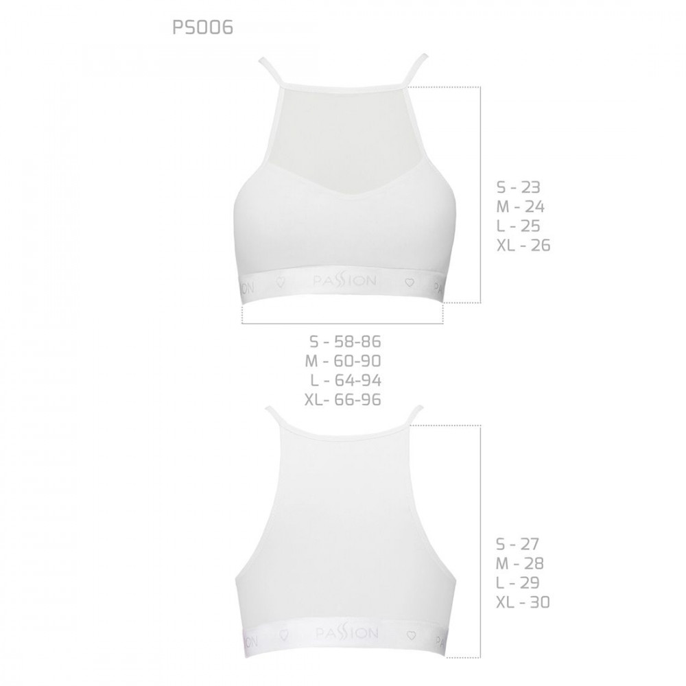 Эротические комплекты - Спортивный топ с прозрачной вставкой Passion PS006 TOP white, size XL 1