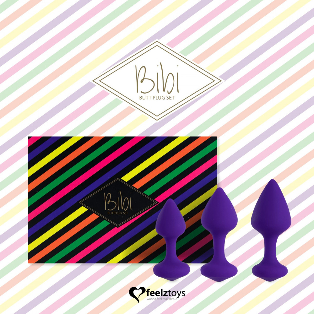 Наборы анальных пробок - Набор силиконовых анальных пробок FeelzToys - Bibi Butt Plug Set 3 pcs Purple 3