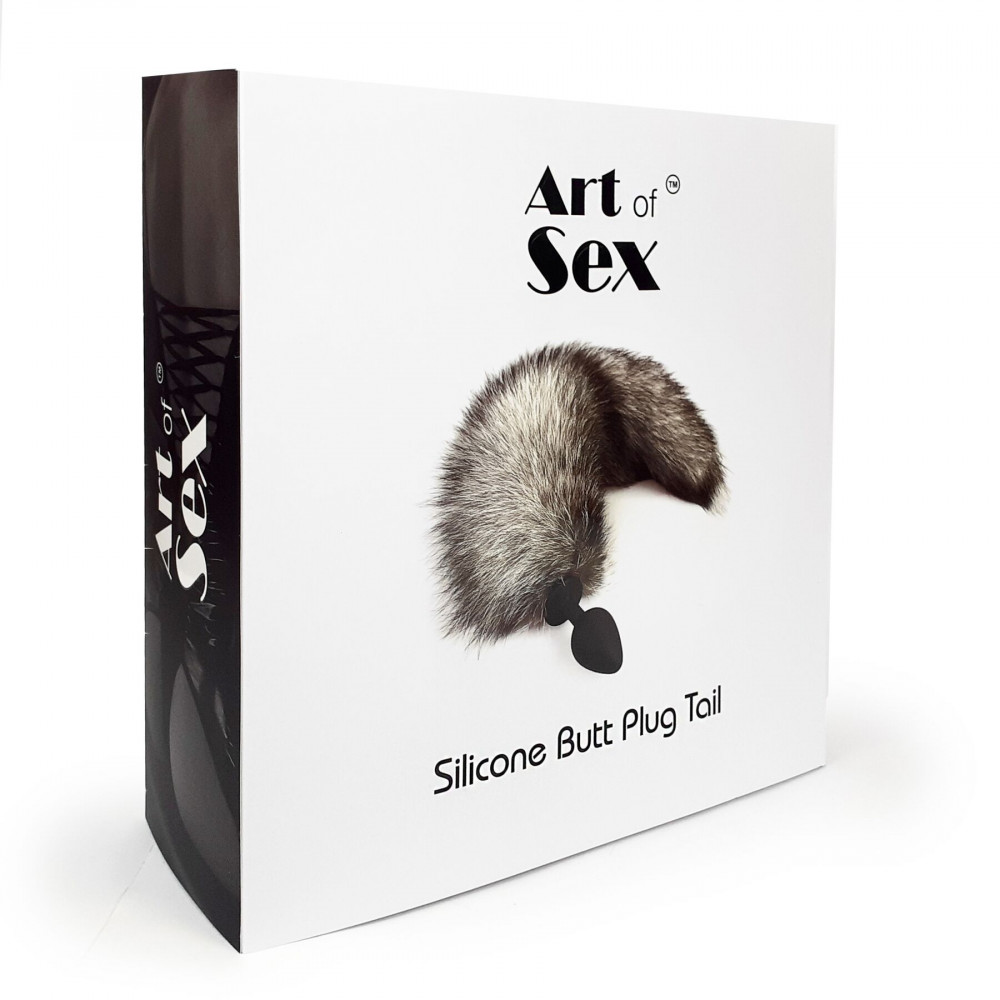 Анальный хвост - Силиконовая анальная пробка с хвостом из натурального меха Art of Sex size M Artctic fox 1