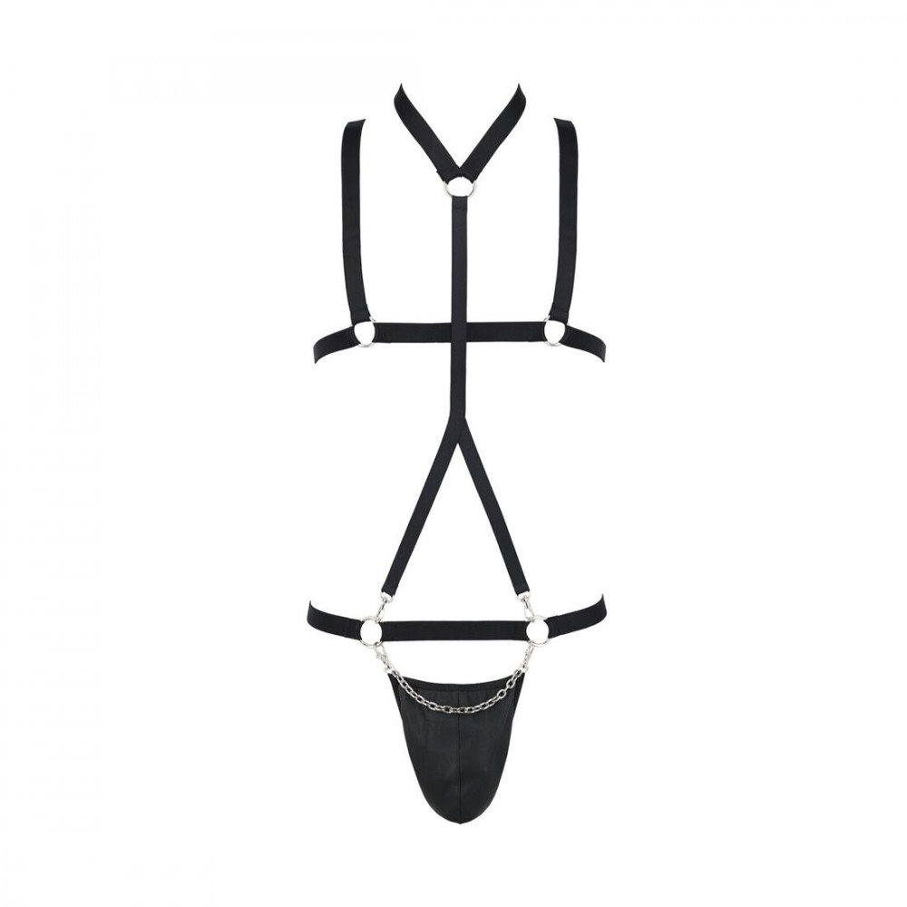 Стринги, трусы и шорты - Комплект мужского белья из стреп Passion 039 Set Andrew S/M Black, стринги, шлейка 2