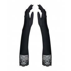 Высокие перчатки с камнями и кружевом Obsessive Miamor gloves, black