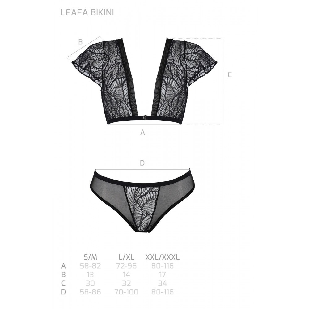 Сексуальные трусики - Комплект Passion LEAFA BIKINI black S/M - ECO Passion 4