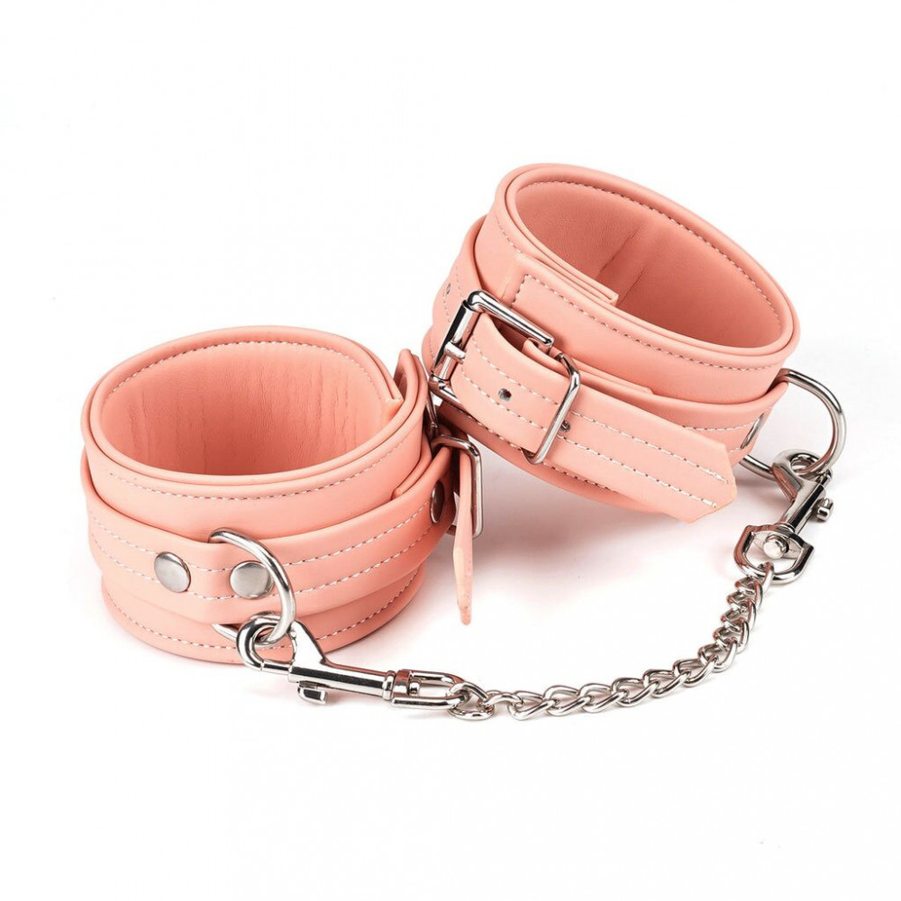 Наручники и ограничения - Поножи Liebe Seele Dark Candy Pink Ankle Cuffs, съемная цепочка