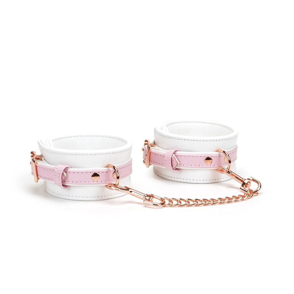 Наручники и ограничения - Наручники Liebe Seele White & Pink Fairy Goat Leather Hand Cuffs