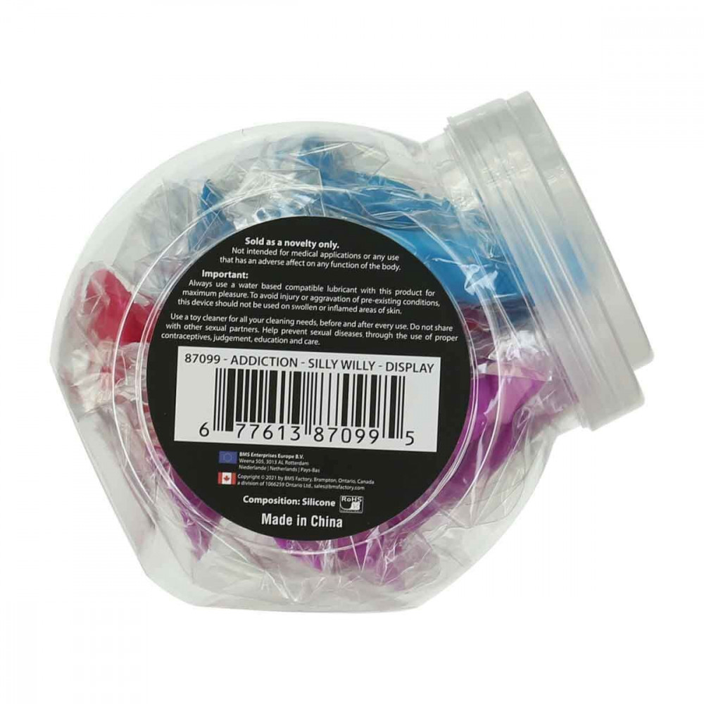 Секс приколы - Набор фаллоимитаторов ADDICTION Silly Willy 3.3” Silicone Dildo, 3 цвета, 12 шт 7