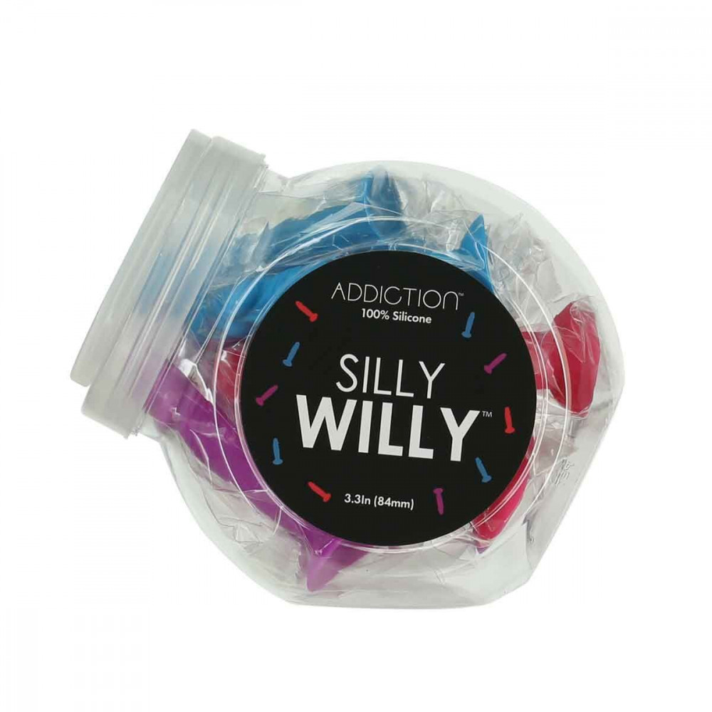 Секс приколы - Набор фаллоимитаторов ADDICTION Silly Willy 3.3” Silicone Dildo, 3 цвета, 12 шт 6