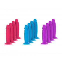 Набор фаллоимитаторов ADDICTION Silly Willy 3.3” Silicone Dildo, 3 цвета, 12 шт