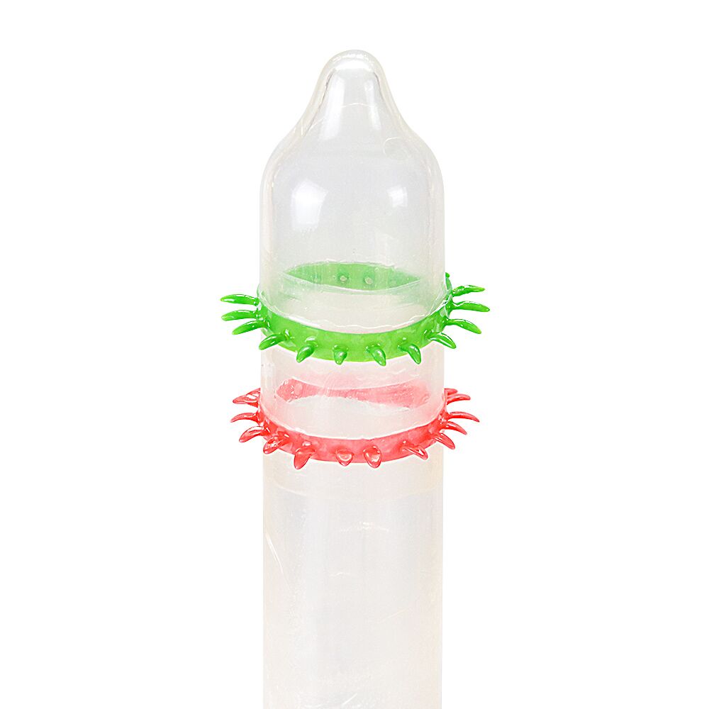 Эрекционные кольца без вибрации - Насадка на член Recare Spike Condom Green (презерватив с рядами шипов) 1