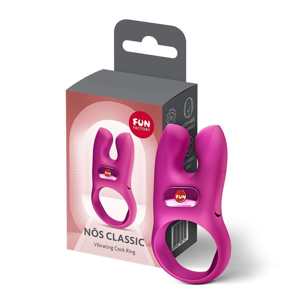Ерекційні кільця з вібрацією - Ерекційне віброкільце з подвійною стимуляцією клітора Fun Factory NŌS CLASSIC Magenta, 2 мотори 6