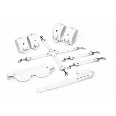 Набір Feral Feelings BDSM Kit 5 White, наручники, поножі, хрестовина, маска, падл