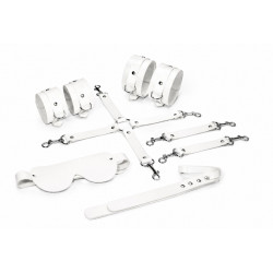 Набор Feral Feelings BDSM Kit 5 White, наручники, поножи, крестовина, маска, паддл