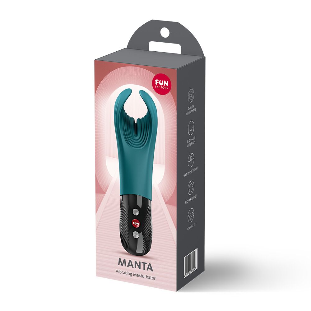 Мастурбаторы с вибрацией - Вибратор для пениса Fun Factory MANTA Bottle Green, подходит для парных игр 10