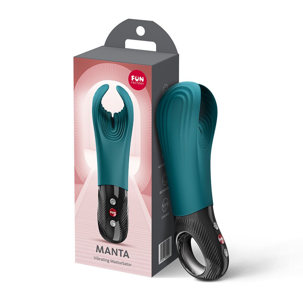 Мастурбаторы с вибрацией - Вибратор для пениса Fun Factory MANTA Bottle Green, подходит для парных игр 9