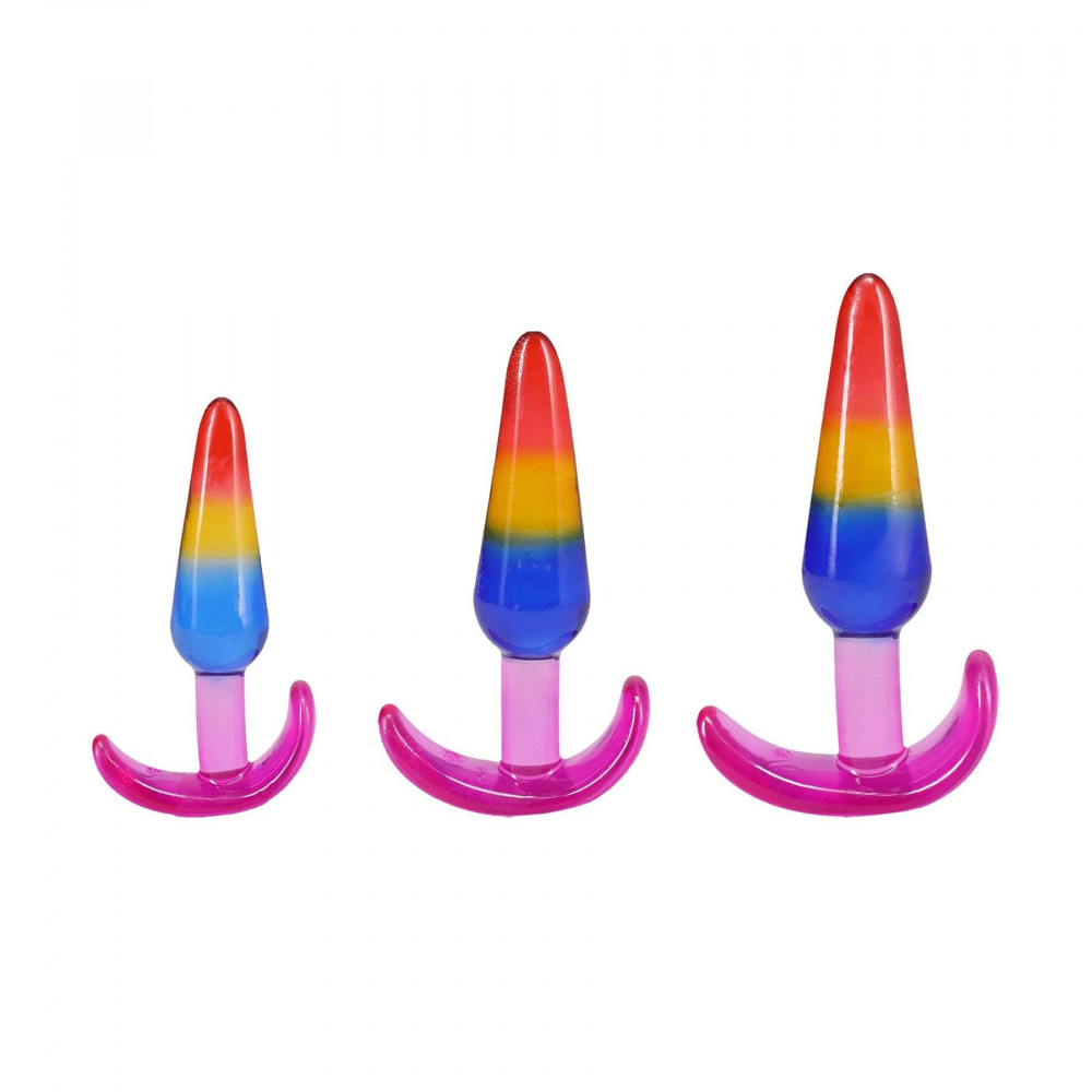 Анальные игрушки - Набор анальных пробок Doc Johnson Crystal Jellies - Anal Trainer Set - Rainbow