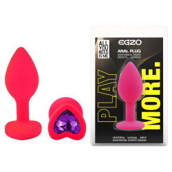 Силиконовая анальная пробка EGZO - Silicone Pink Heart Plug Purple, size S