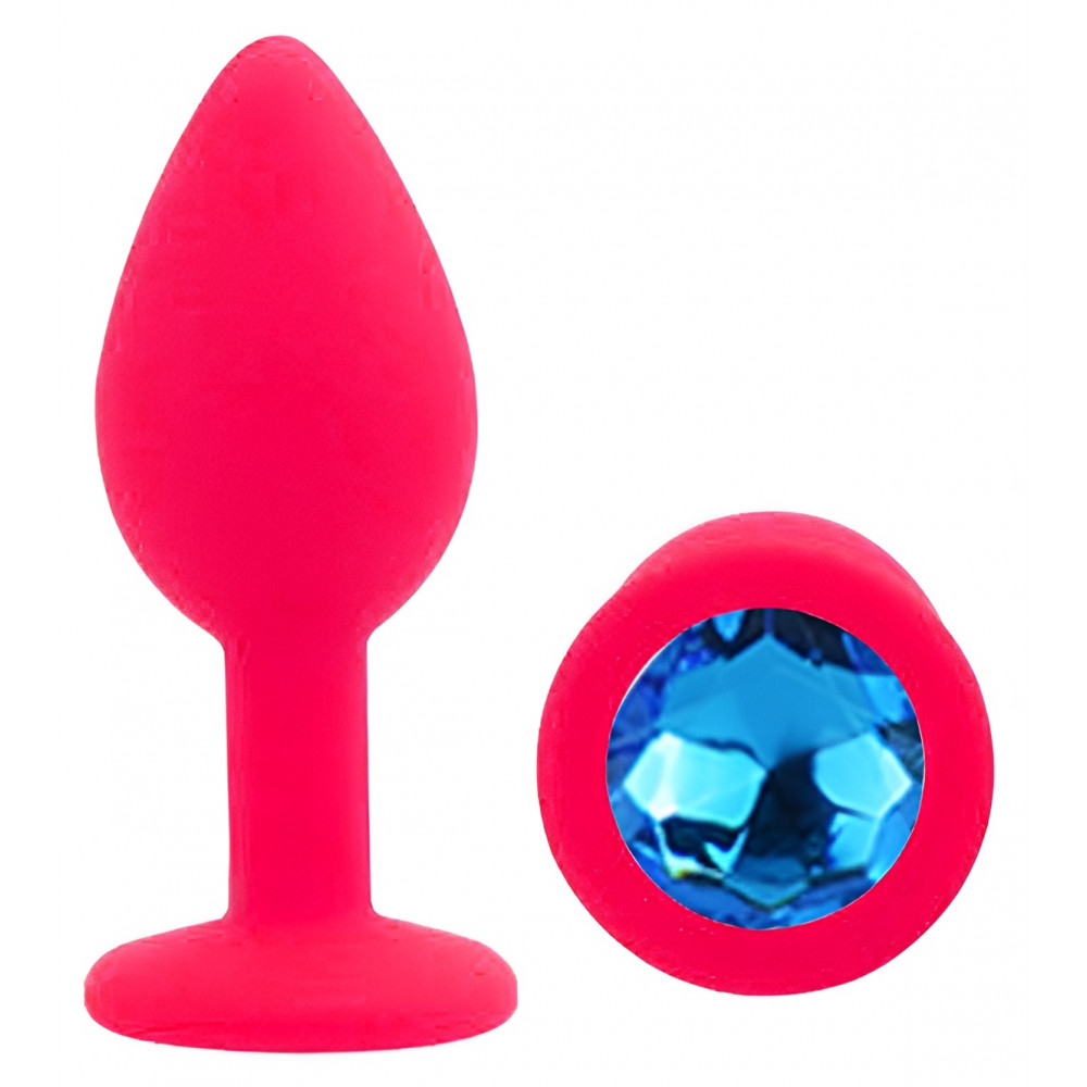 Анальные игрушки без вибрации - Силиконовая анальная пробка EGZO - Silicone Pink Round Plug Blue, size S 3