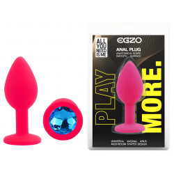 Силиконовая анальная пробка EGZO - Silicone Pink Round Plug Blue, size S