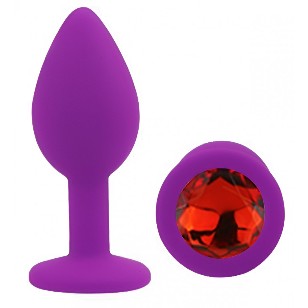 Анальные игрушки без вибрации - Силиконовая анальная пробка EGZO - Silicone Purple Round Plug Red, size S 3
