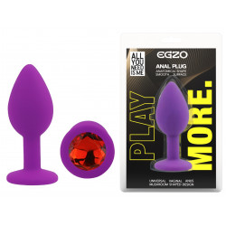 Силиконовая анальная пробка EGZO - Silicone Purple Round Plug Red, size S