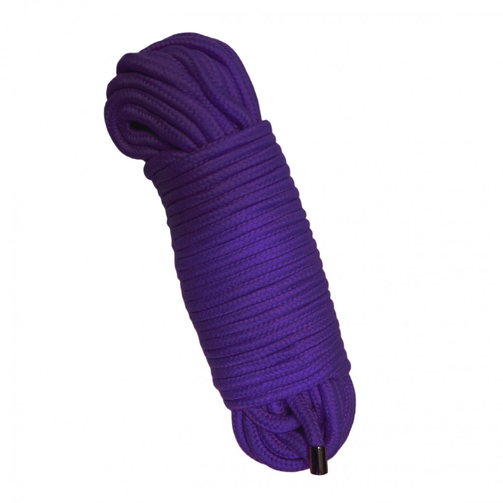 БДСМ игрушки - Веревка для связывания 20 метров, наконечники металл, фиолетовая