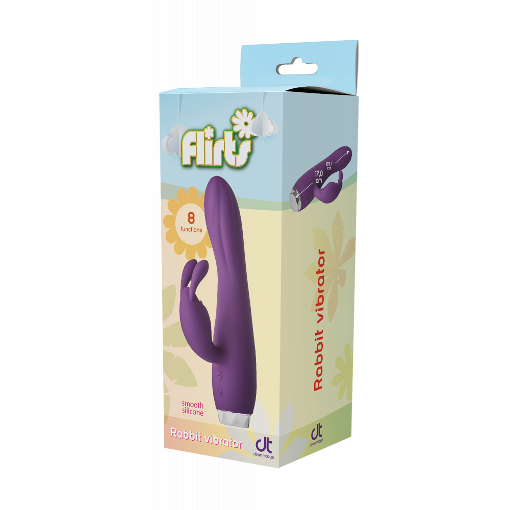 Разное - Вибратор кролик Dream Toys Flirts Rabbit, фиолетовый, 17 х 3 см 6