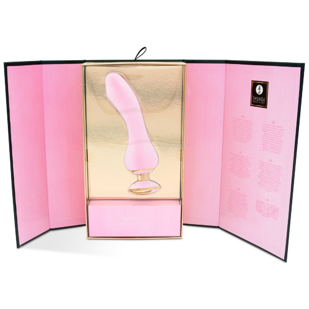 Секс игрушки - Вибратор Shunga Sanya с ручкой и подсветкой, нежно розовый, 18.5 см х 3.8 см 5