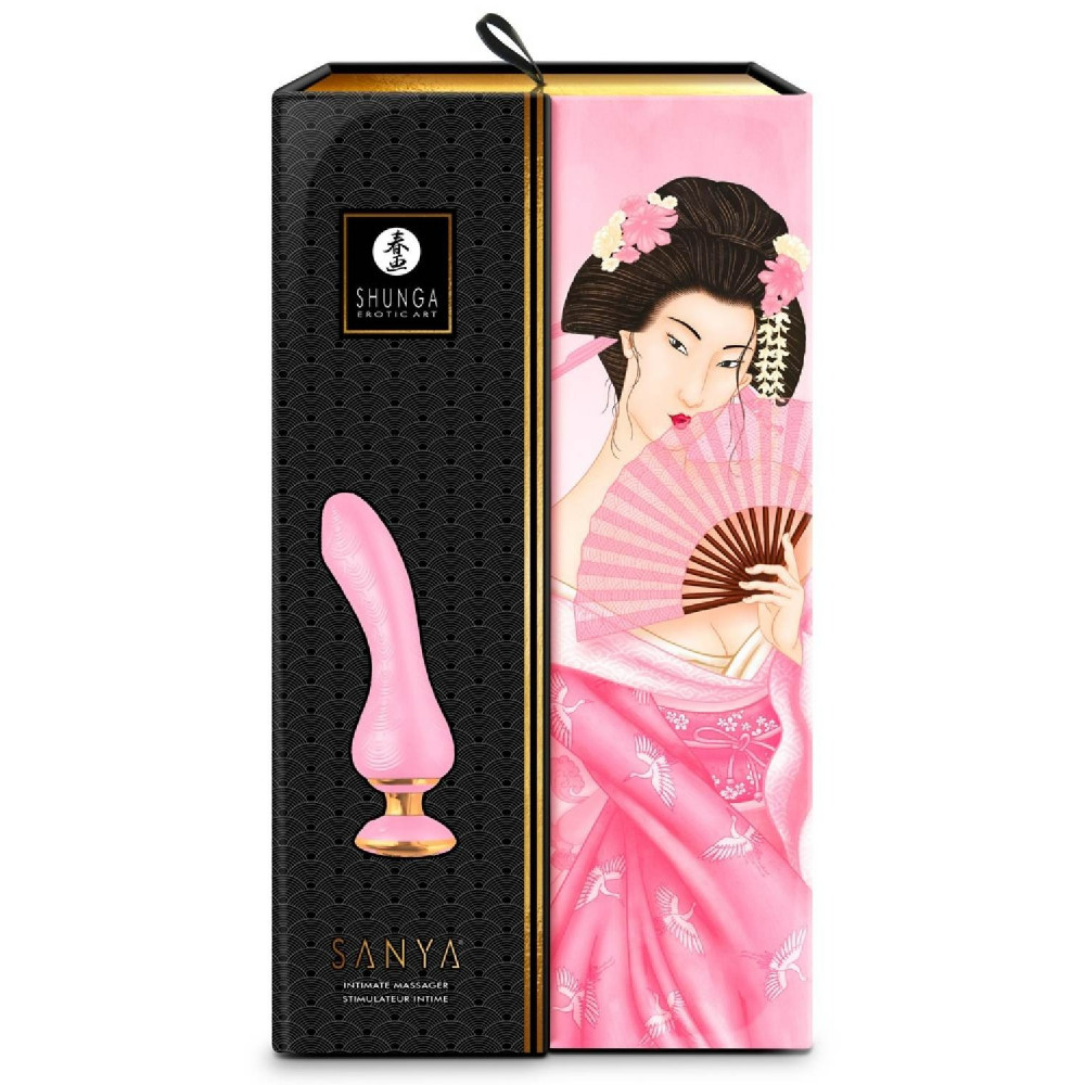 Секс игрушки - Вибратор Shunga Sanya с ручкой и подсветкой, нежно розовый, 18.5 см х 3.8 см 1