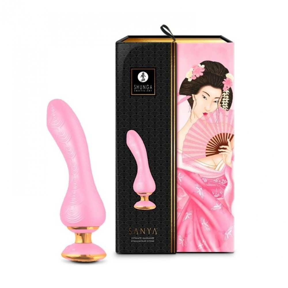 Секс игрушки - Вибратор Shunga Sanya с ручкой и подсветкой, нежно розовый, 18.5 см х 3.8 см 2