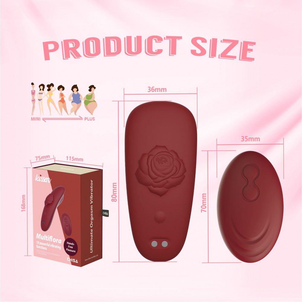 Разное - Вибрационный стимулятор в трусики Chisa Kissen Multiflora с пультом, красный 9