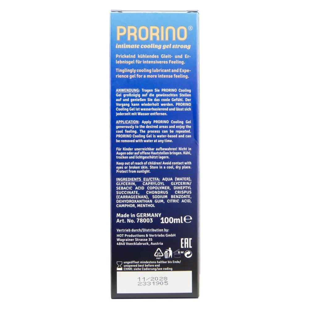Разное - Интимный гель Hot PRORINO Intimate Strong с эффектом охлаждения, 100 мл 4