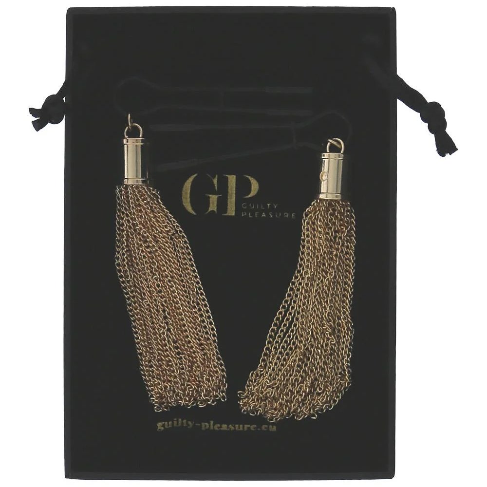  - Затискачі для сосків Guilty Pleasure Tassel Tease Clamps, чорно-золоті 8