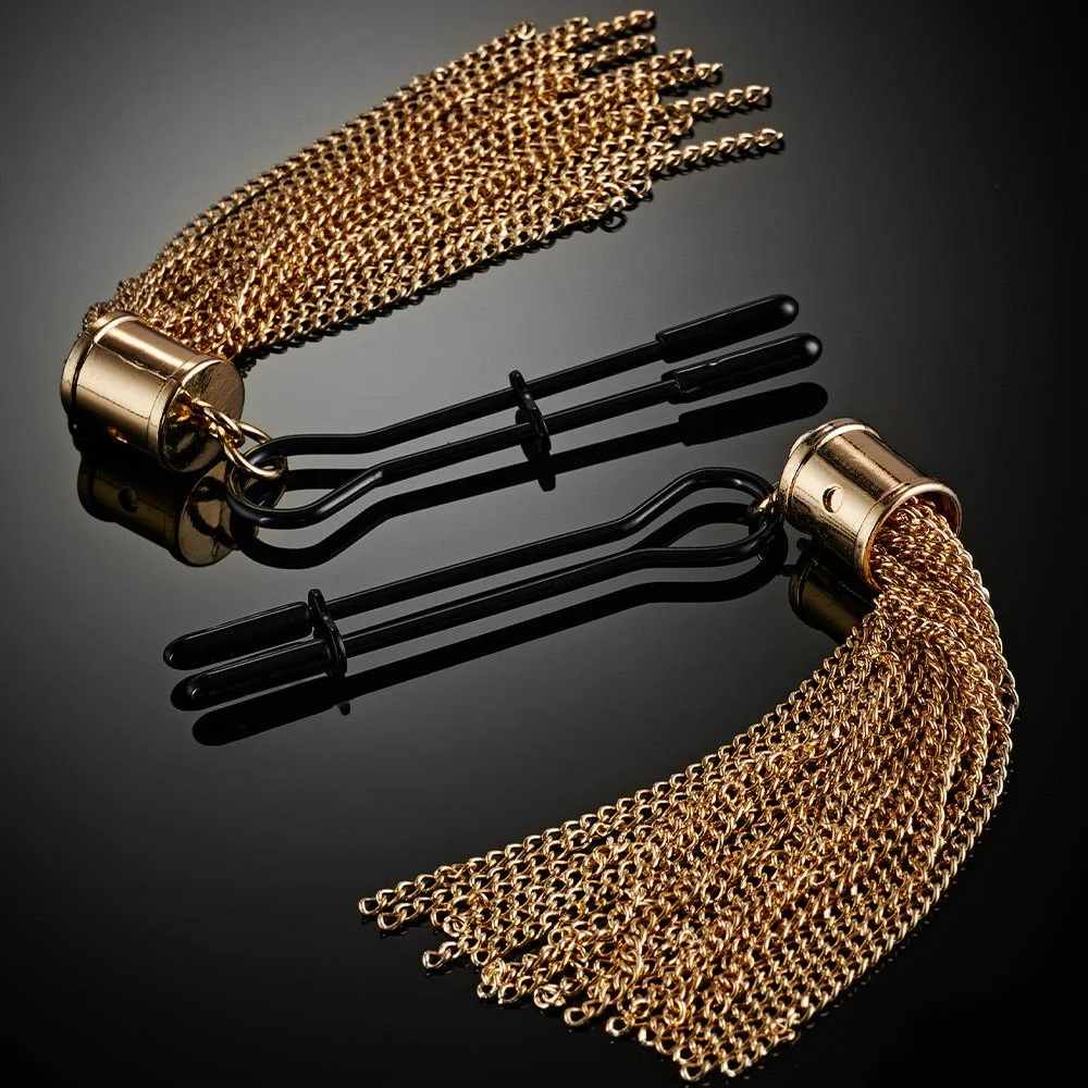  - Затискачі для сосків Guilty Pleasure Tassel Tease Clamps, чорно-золоті 5