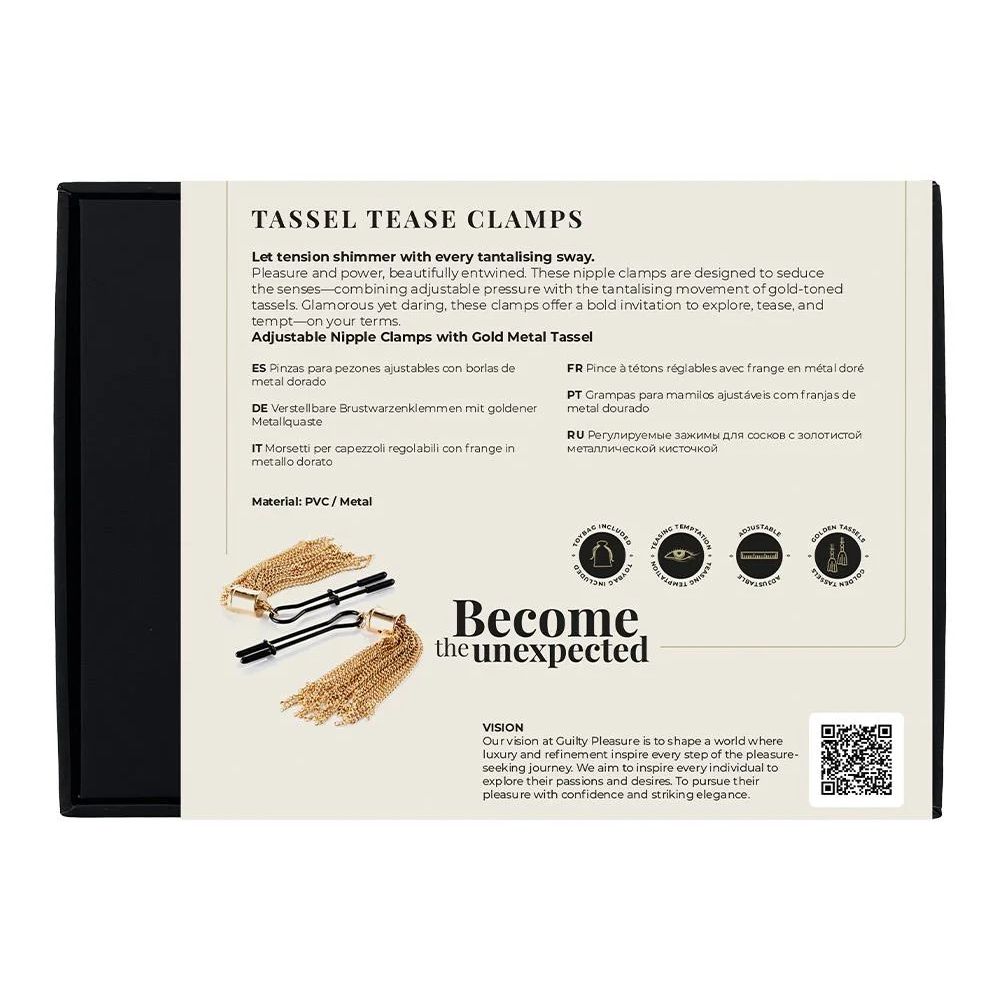  - Затискачі для сосків Guilty Pleasure Tassel Tease Clamps, чорно-золоті 9