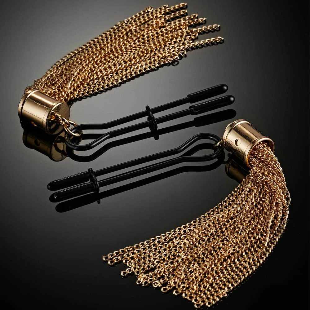 - Затискачі для сосків Guilty Pleasure Tassel Tease Clamps, чорно-золоті 7