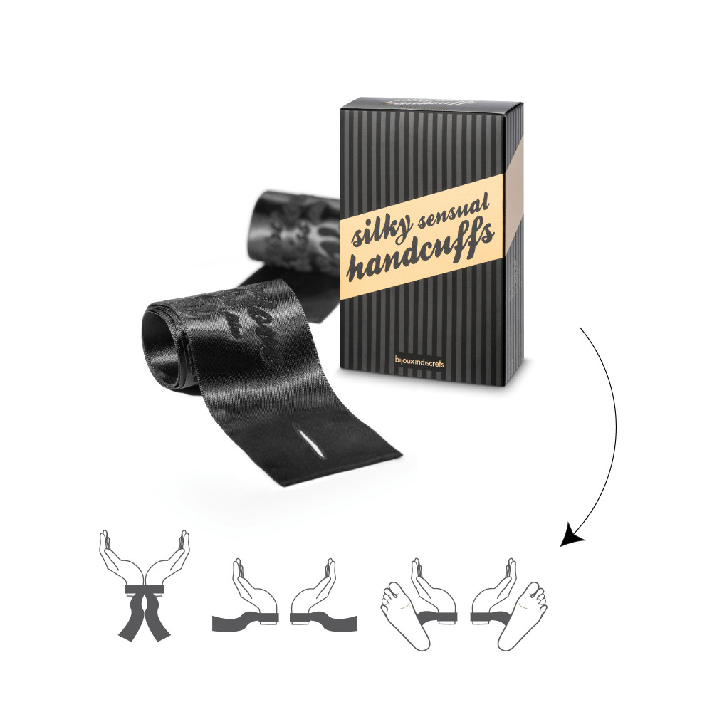 Повязки на глаза, кляпы, зажимы - Атласные ленты-наручники Silky Sensual Bijoux Indiscrets (Испания) 2