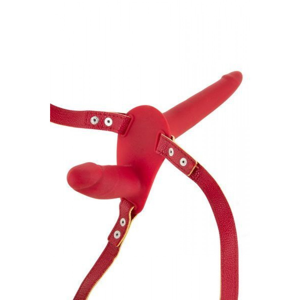 Секс игрушки - Двойной страпон Fetish Tentation Strap-On with Double Dildo Red (мятая упаковка!!!) 3