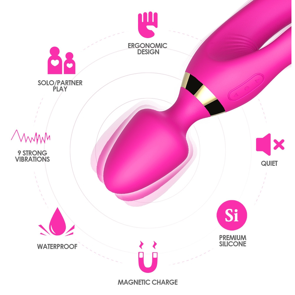 Вибратор - Вибромассажер Boss Series - Magic Wand USB Pink 9 Function, BS5200027 2